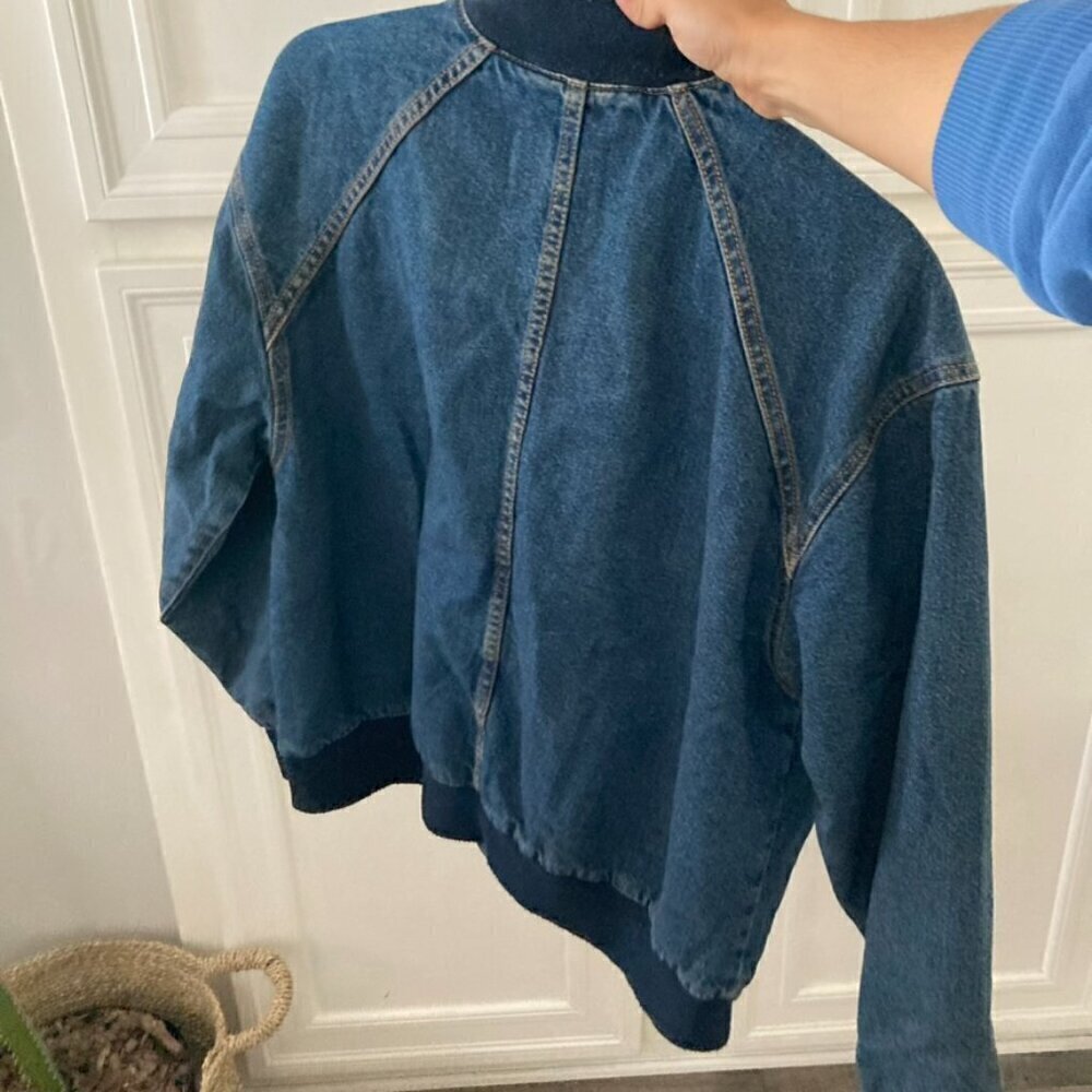 NWT We The Free Denim Stadium Jacket Bomber Indigo Blue - Picture 9 of 9